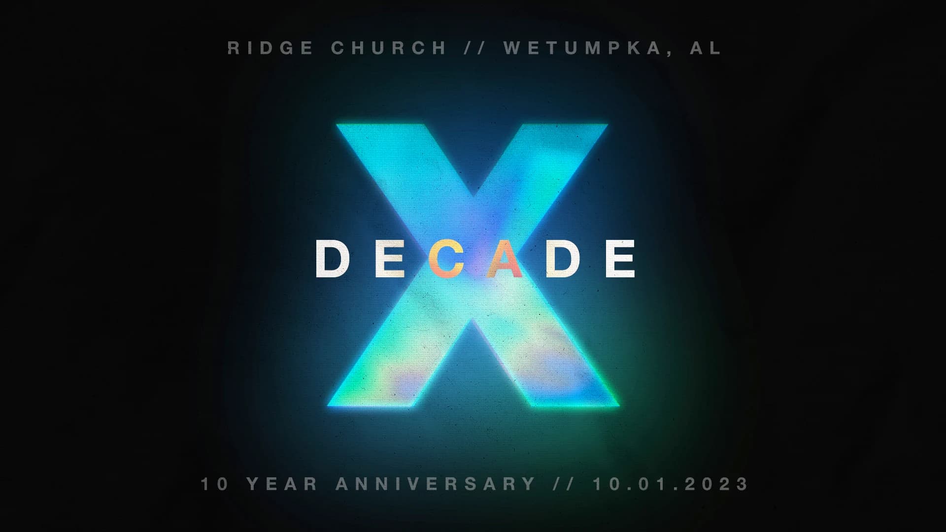 Decade X — the Ridge Church ten year anniversary graphic