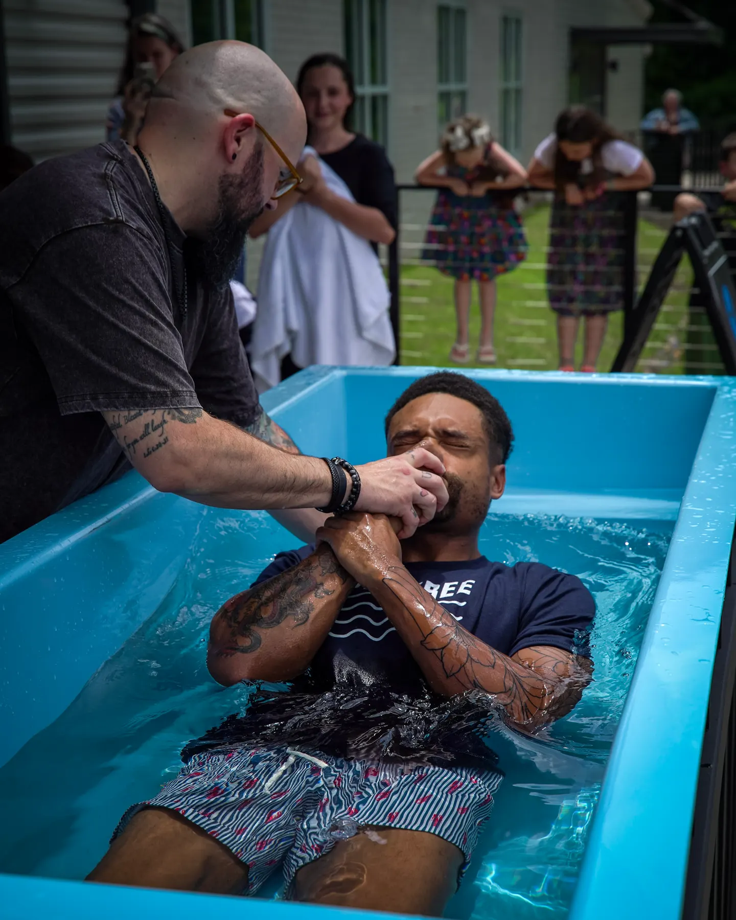 A man going under the water