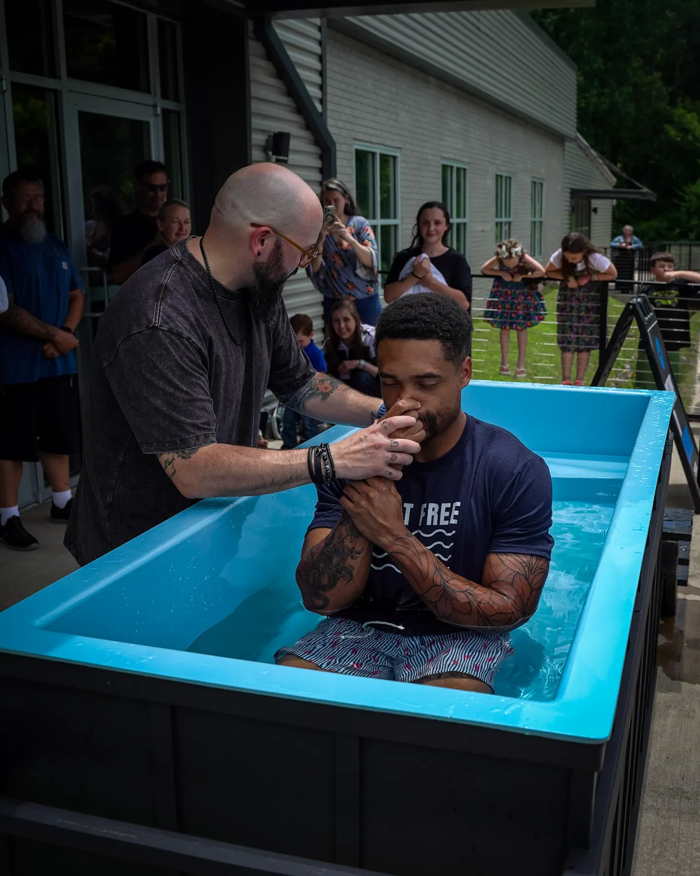 A man being baptised