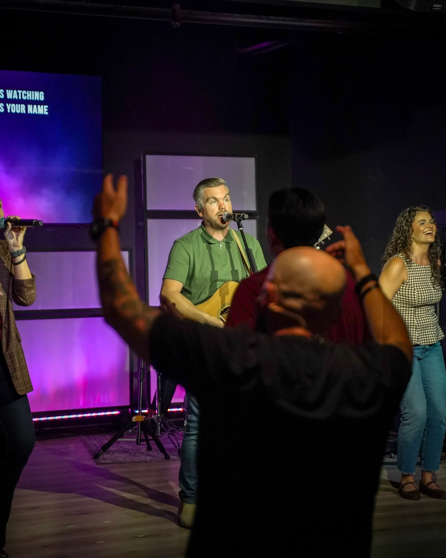 The room mid-worship on a Sunday morning
